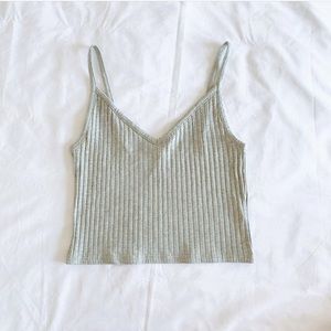 BNWOT H&M V Neck Ribbed Cropped Tank Top